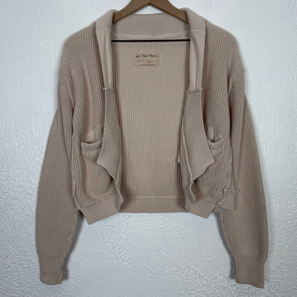 Free People Worn Thru Surplus Cardi Open Front Cropped Slouchy Size XS - Picture 2 of 6